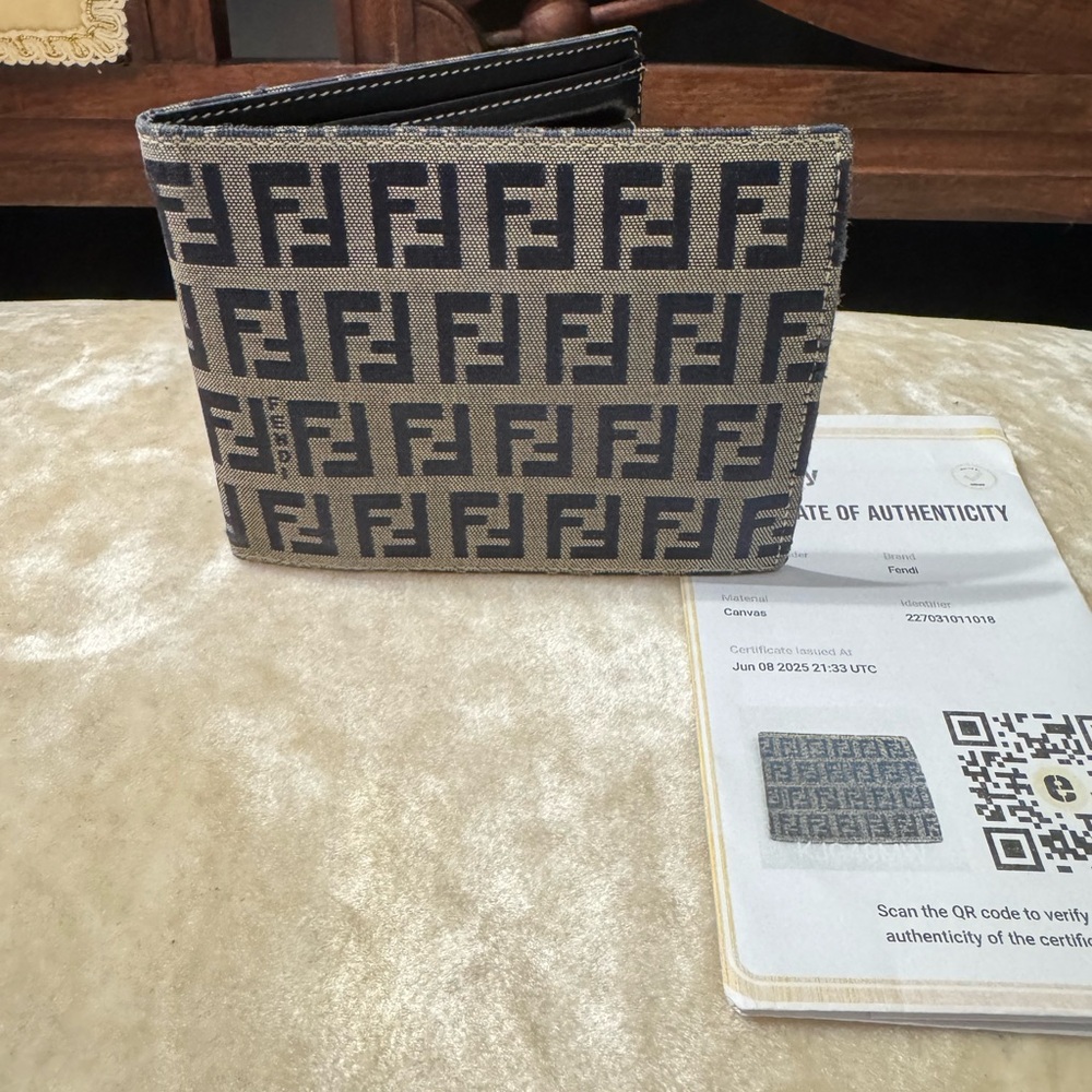 Fendi Black and Tan Monogram Wallet